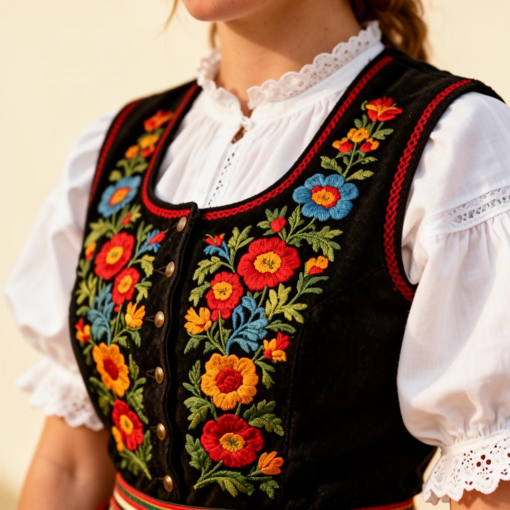 Detailaufnahme einer sächsischen Tracht